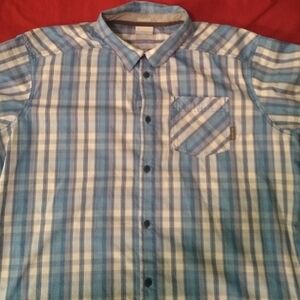 Columbia Men's Blue and White Plaid Shirt